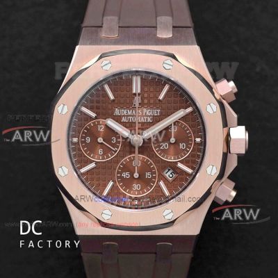 Perfect Replica Audemars Piguet Royal Oak Replica 41mm Watch - Rose Gold Brown Rubber Strap